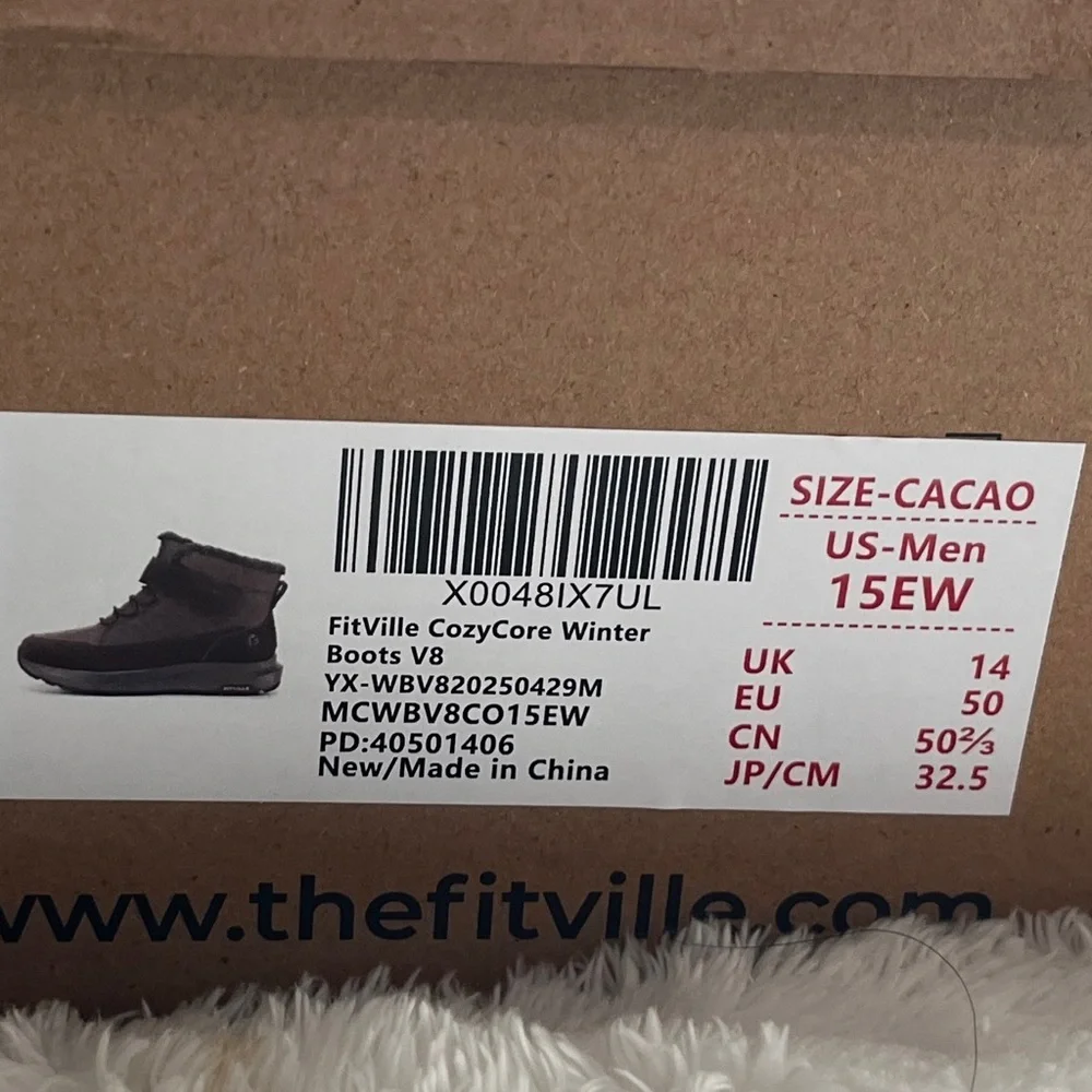 FitVille Wide Width Mens Winter Boots Fur Lined Diabetic shoe 15 x-wide / 571